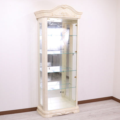 サルタレッリ アマルフィ 1ドア キュリオケース アイボリー  ガラスケース ミラー