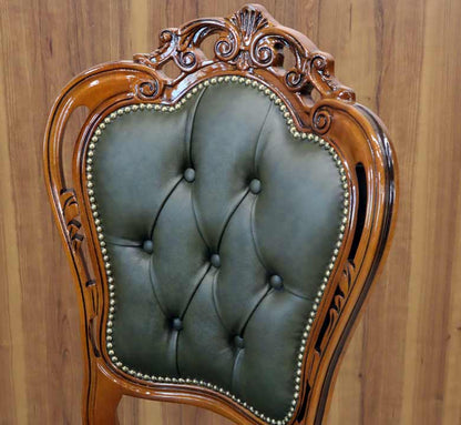 イタリア ダイニングチェア 本革 グリーン 木製 猫脚 20S/GRL