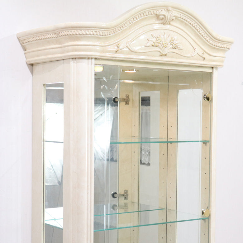 サルタレッリ アマルフィ 1ドア キュリオケース アイボリー  ガラスケース ミラー