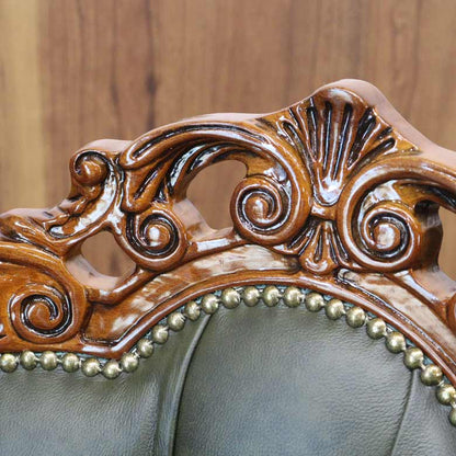 イタリア ダイニングチェア 本革 グリーン 木製 猫脚 20S/GRL