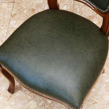イタリア ダイニングチェア 本革 グリーン 木製 猫脚 20S/GRL