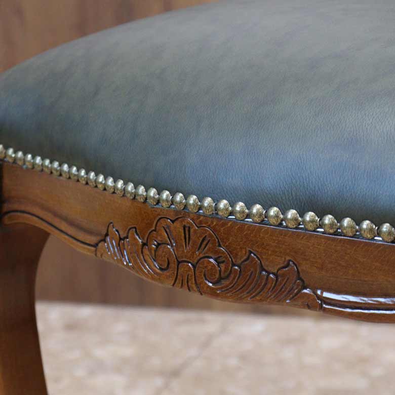 イタリア ダイニングチェア 本革 グリーン 木製 猫脚 20S/GRL