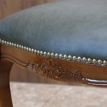 イタリア ダイニングチェア 本革 グリーン 木製 猫脚 20S/GRL