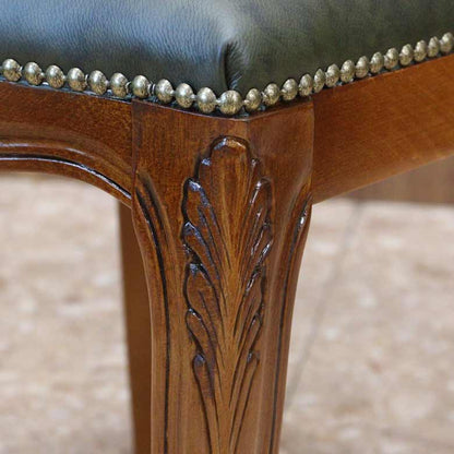 イタリア ダイニングチェア 本革 グリーン 木製 猫脚 20S/GRL