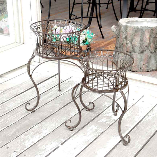 アイアンプラントスタンド 2個セット フラワースタンド エクステリア ガーデン用