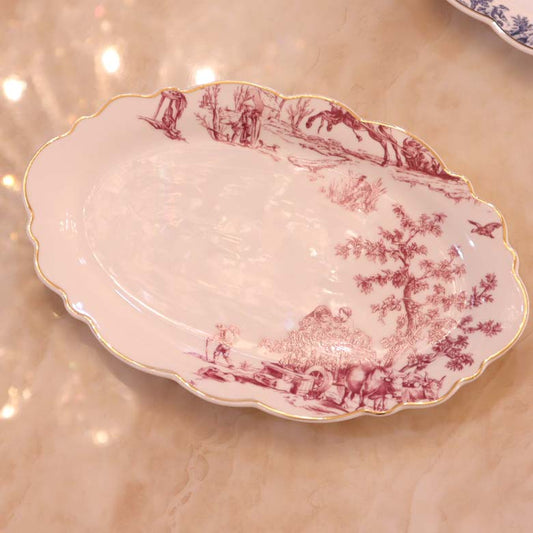 オーバルプレート トワルドジュイ ボルドー モーニングディッシュ