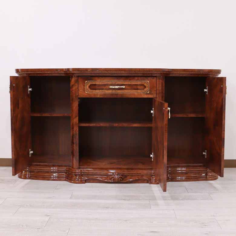 サルタレッリ アマルフィ 3ドアキャビネット ウォールナット カップボード