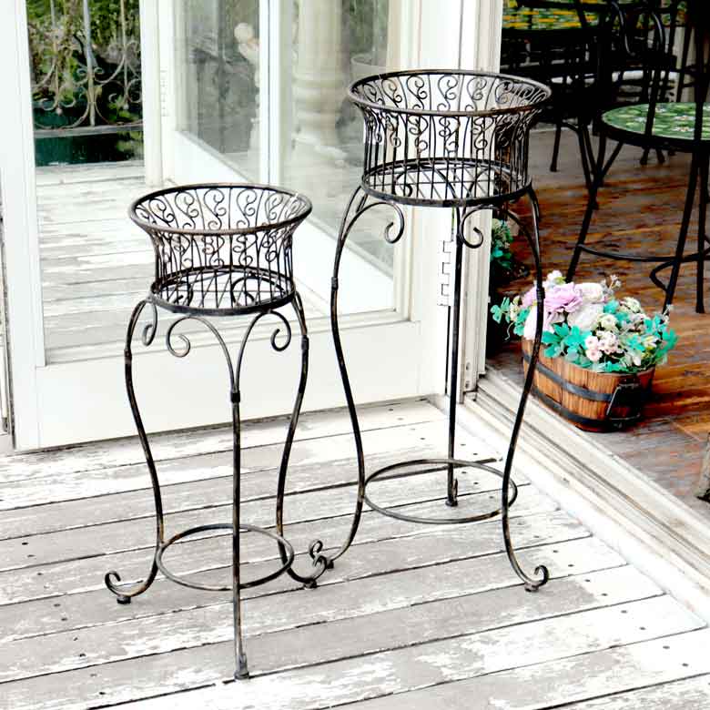 アイアンプラントスタンド 2個セット フラワースタンド エクステリア ガーデン用