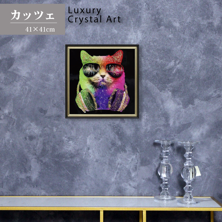 アートフレーム カッツェ 41㎝ クリスタルピクチャー ウォールデコ 猫