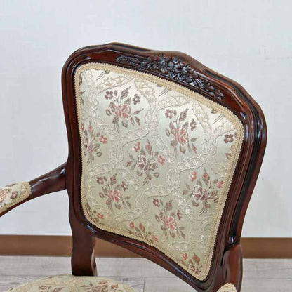 アームチェア イタリア ベージュ 木製 猫脚 サロンチェア