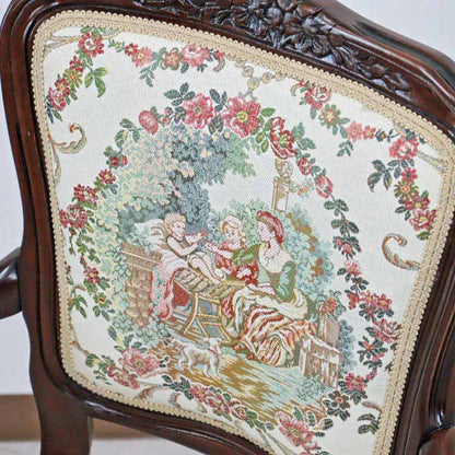 アームチェア イタリア ゴブラン 木製 猫脚 サロンチェア