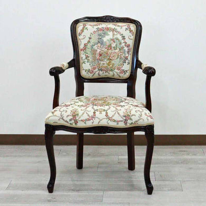 アームチェア イタリア ゴブラン 木製 猫脚 サロンチェア