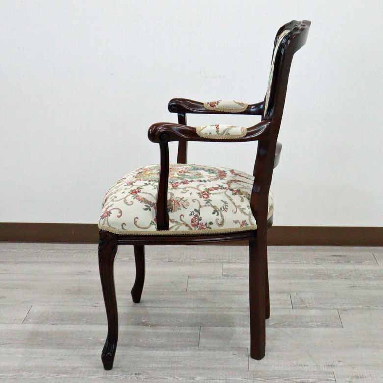 アームチェア イタリア ゴブラン 木製 猫脚 サロンチェア