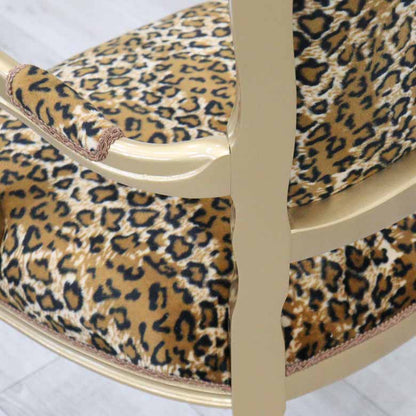 アームチェア イタリア ヒョウ柄・ゴールド 木製 猫脚 サロンチェア