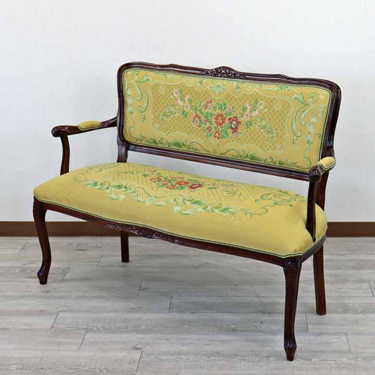 イタリア 二人がけ ソファ 木製 ゴールド サロンソファ