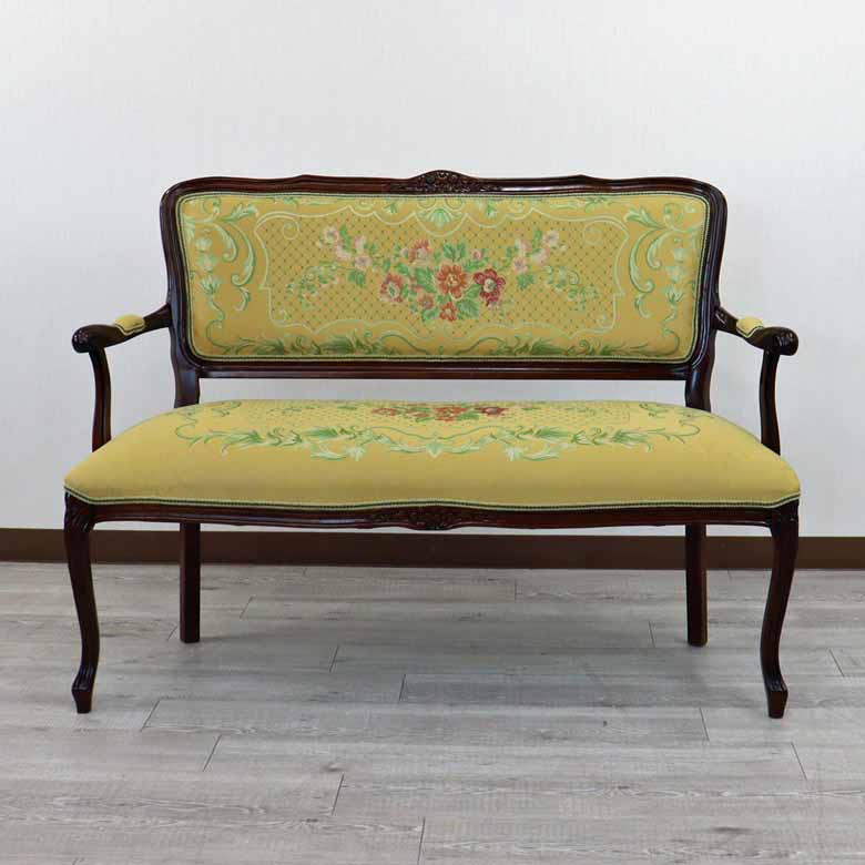 イタリア 二人がけ ソファ 木製 ゴールド サロンソファ