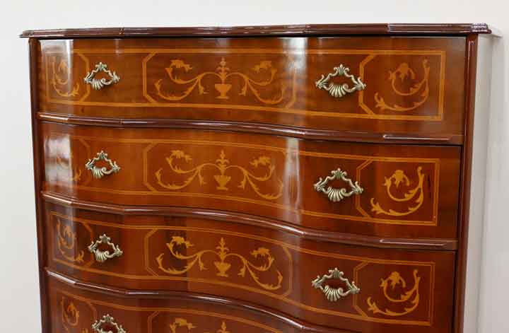 イタリア 6段チェスト 象嵌 88cm 猫脚 054/6