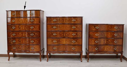 イタリア 6段チェスト 象嵌 88cm 猫脚 054/6