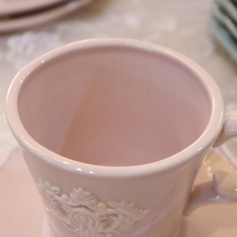 カップアンドソーサー ティーカップ ピンク ストーンウェア フレンチカントリー