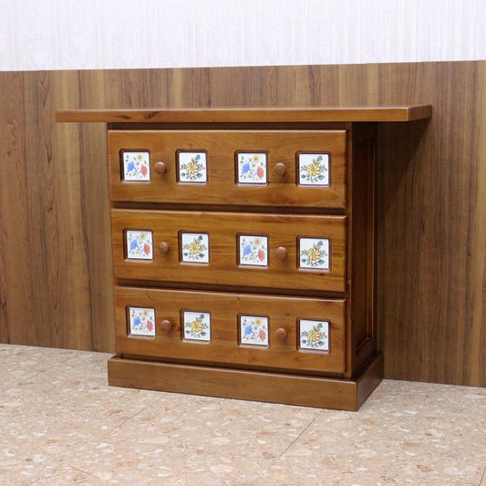 カントリー コンソール マホガニー タイル チェスト