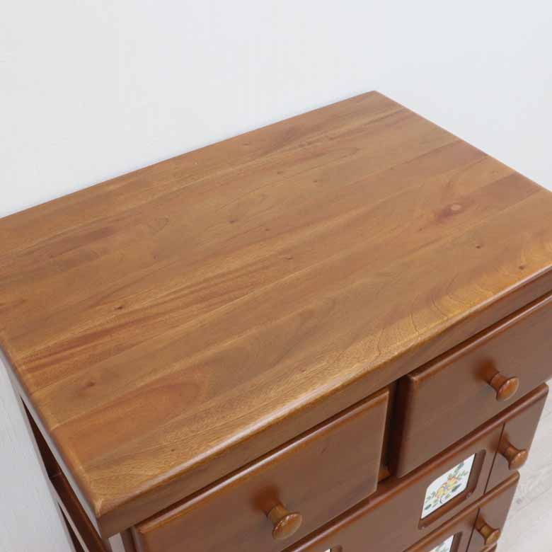 カントリー 5段チェスト マホガニー タイル チェスト