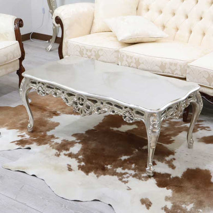 リビングテーブル シルバー 110cm ローテーブル 猫脚 イタリア DIBIASE TB-L-SV