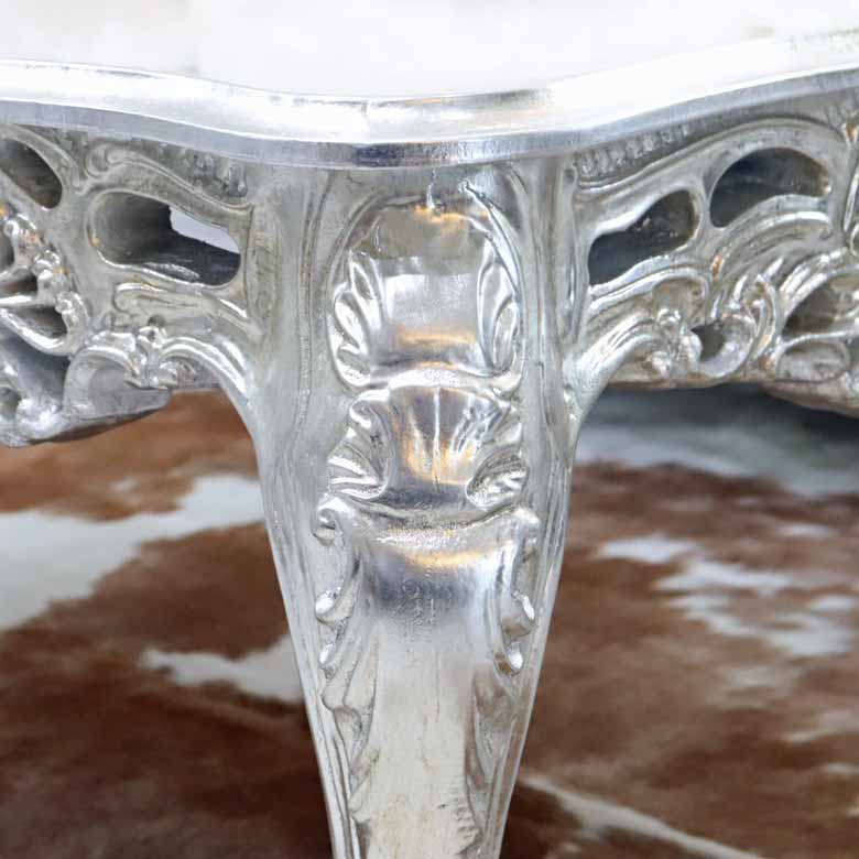 リビングテーブル シルバー 110cm ローテーブル 猫脚 イタリア DIBIASE TB-L-SV