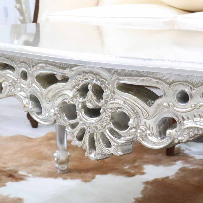 リビングテーブル シルバー 110cm ローテーブル 猫脚 イタリア DIBIASE TB-L-SV