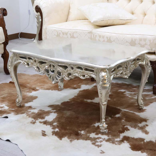 リビングテーブル シルバー 84cm ローテーブル 猫脚 イタリア DIBIASE TB-S-SV