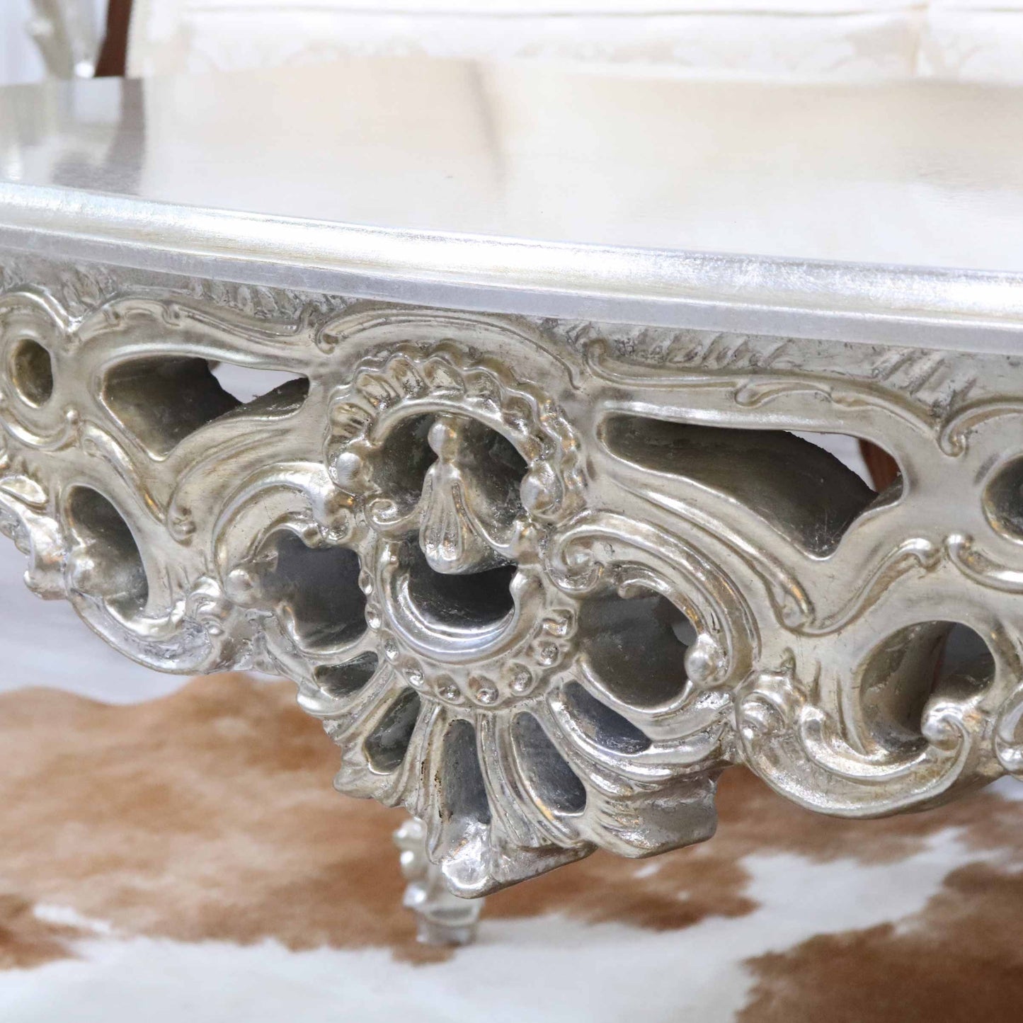 リビングテーブル シルバー 84cm ローテーブル 猫脚 イタリア DIBIASE TB-S-SV