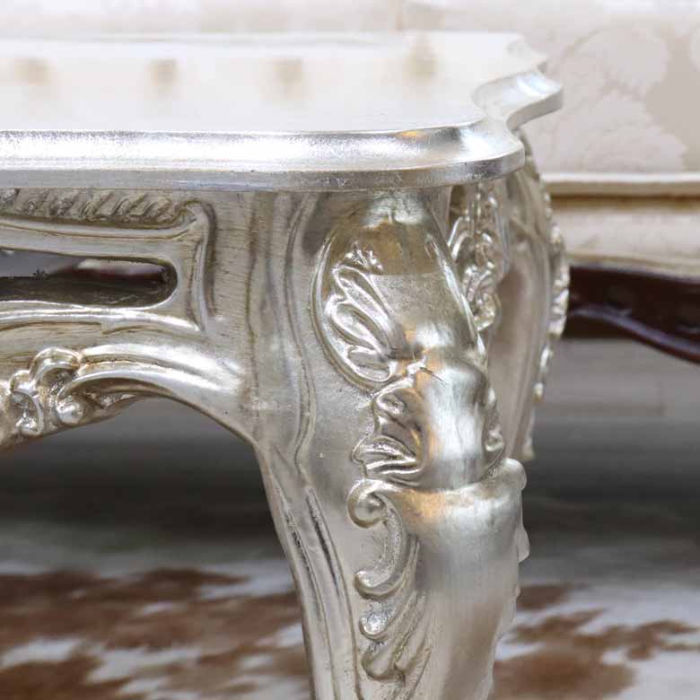 リビングテーブル シルバー 84cm ローテーブル 猫脚 イタリア DIBIASE TB-S-SV