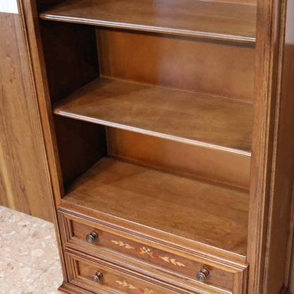 イタリア ブックケース 本棚 茶 象嵌 オープンキャビネット 丸脚