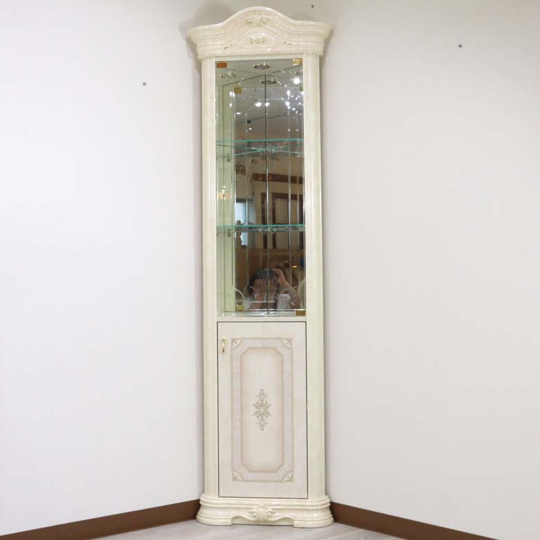 サルタレッリ アマルフィ コーナーキャビネット アイボリー ガラスケース