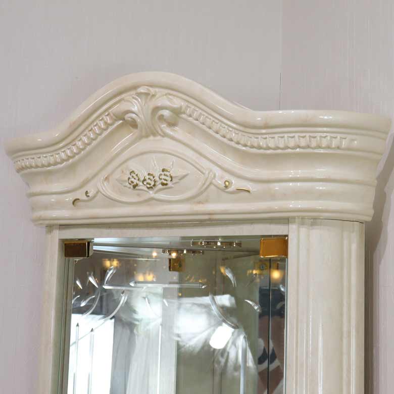 サルタレッリ アマルフィ コーナーキャビネット アイボリー ガラスケース