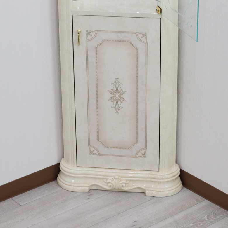 サルタレッリ アマルフィ コーナーキャビネット アイボリー ガラスケース