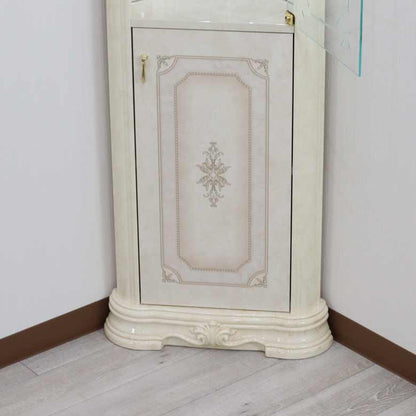 サルタレッリ アマルフィ コーナーキャビネット アイボリー ガラスケース