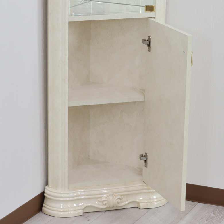 サルタレッリ アマルフィ コーナーキャビネット アイボリー ガラスケース