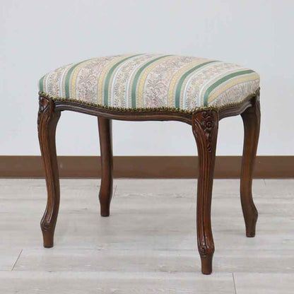 イタリア スツール 猫脚 グリーンストライプ  補助椅子 玄関用