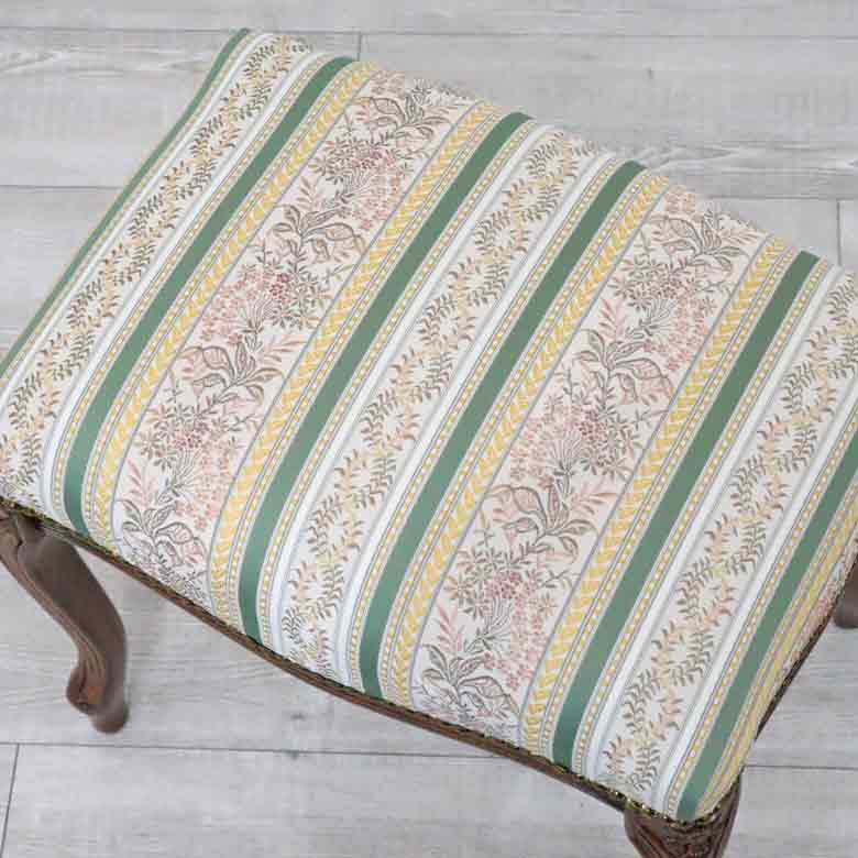 イタリア スツール 猫脚 グリーンストライプ  補助椅子 玄関用