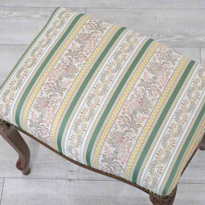 イタリア スツール 猫脚 グリーンストライプ  補助椅子 玄関用