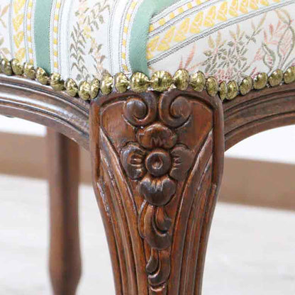 イタリア スツール 猫脚 グリーンストライプ  補助椅子 玄関用