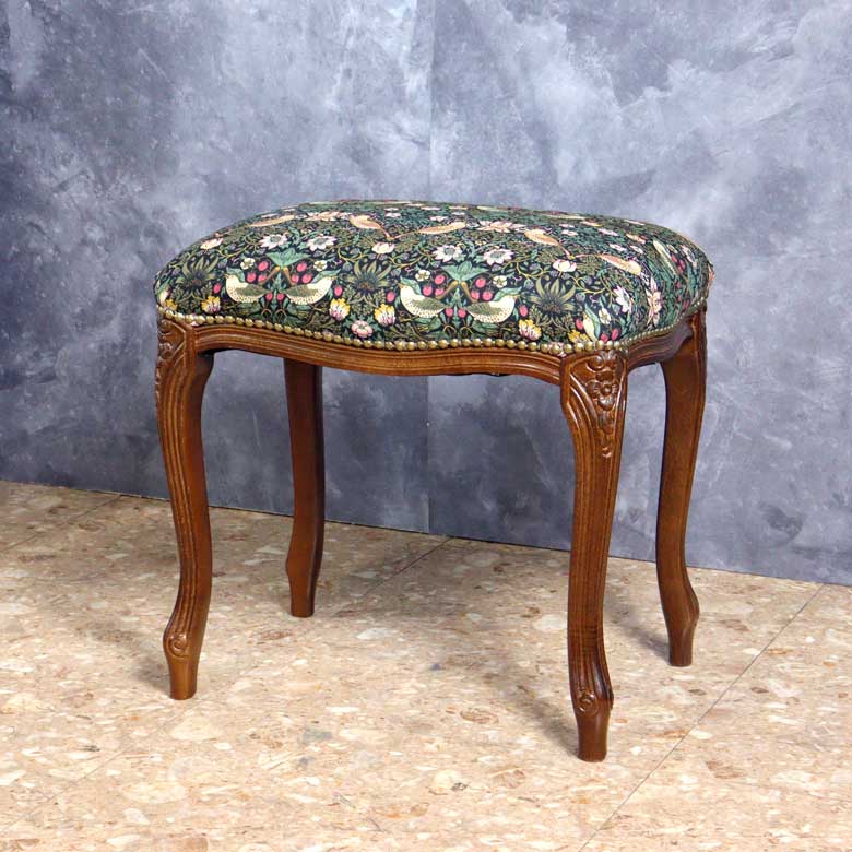 スツール いちご泥棒 グリーン 木製 猫脚 イタリア 玄関 オットマン 補助椅子 玄関用 完成品 ブラウン ベストオブモリス