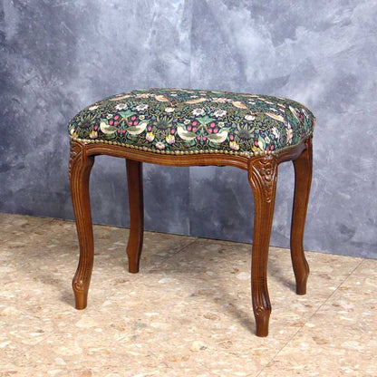 スツール いちご泥棒 グリーン 木製 猫脚 イタリア 玄関 オットマン 補助椅子 玄関用 完成品 ブラウン ベストオブモリス