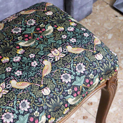 スツール いちご泥棒 グリーン 木製 猫脚 イタリア 玄関 オットマン 補助椅子 玄関用 完成品 ブラウン ベストオブモリス