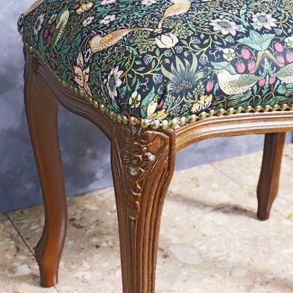 スツール いちご泥棒 グリーン 木製 猫脚 イタリア 玄関 オットマン 補助椅子 玄関用 完成品 ブラウン ベストオブモリス