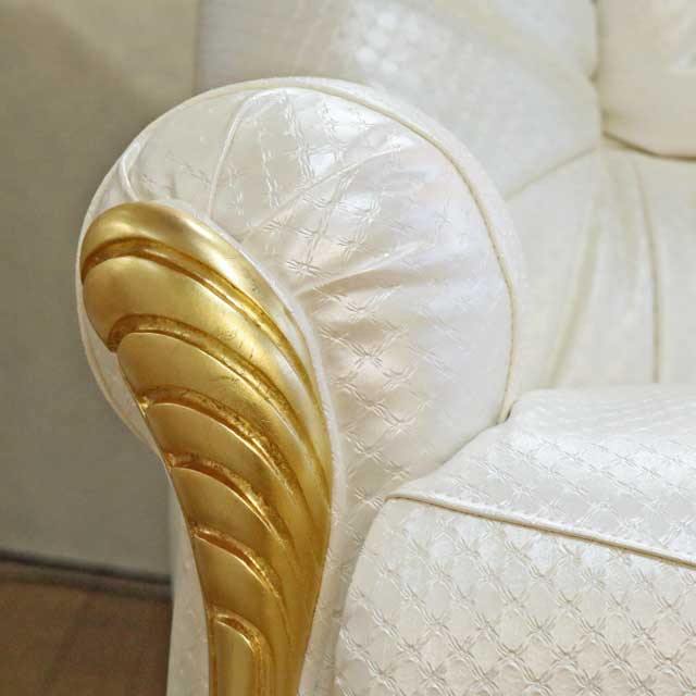 レオナルド 二人掛けソファー  レザー アイボリー イタリア キャメル