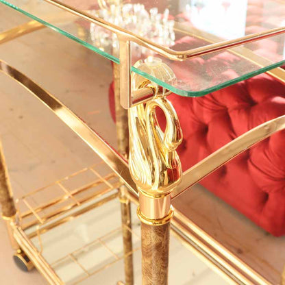 おしゃれ ワゴン キャスター付 ワゴン ゴールド トロリー ミラーワゴン スワン