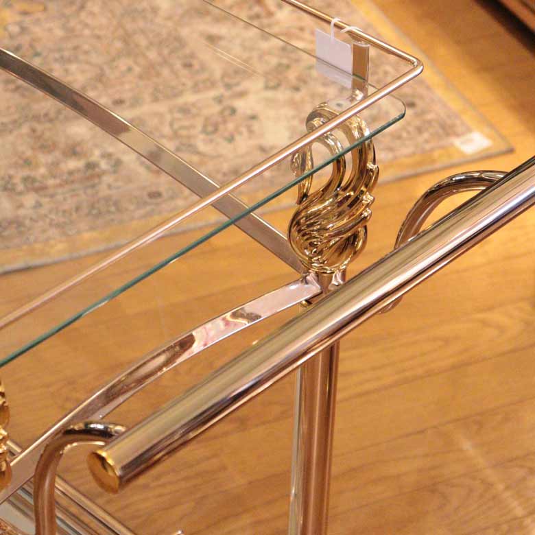 おしゃれ ワゴン キャスター付 ワゴン ゴールド トロリー ミラーワゴン スワン