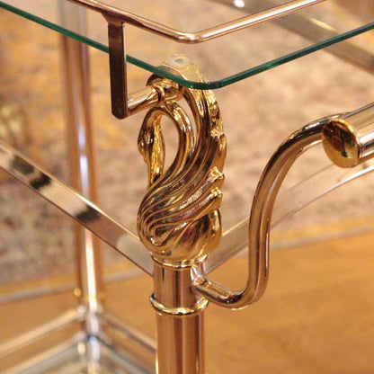 おしゃれ ワゴン キャスター付 ワゴン ゴールド トロリー ミラーワゴン スワン