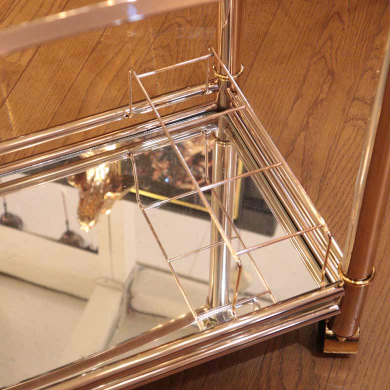 おしゃれ ワゴン キャスター付 ワゴン ゴールド トロリー ミラーワゴン スワン